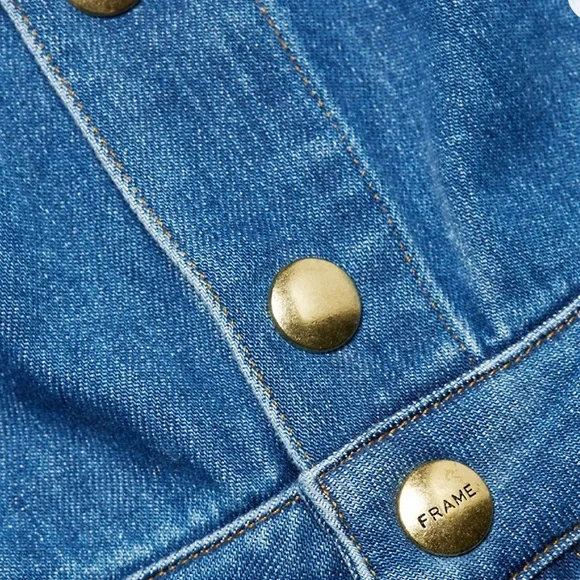 🎉FRAME Claire Denim Cropped Jumpsuit Wide Leg Small - Picture 7 of 16